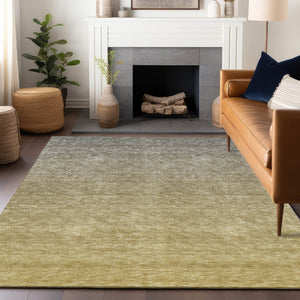 HomeRoots 8' X 10' Gold and Beige Ombre Area Rug - Stylish, Washable, UV-Protected for Homes with Kids & Pets 666906