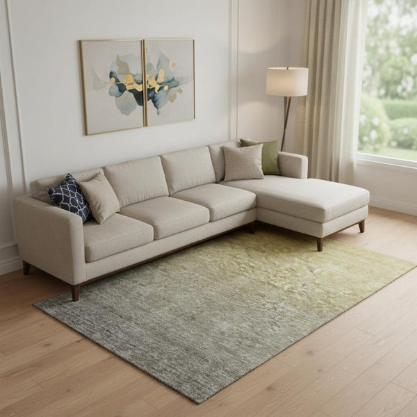 HomeRoots 9' X 12' Gold And Beige Ombre Area Rug - Washable, UV Protected, Stain Resistant, Stylish & Durable! 666907