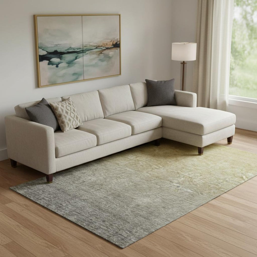 HomeRoots 10' X 14' Gold & Beige Ombre Area Rug - Stylish, Washable, UV-Protected for Kids & Pets in Your Home 666908