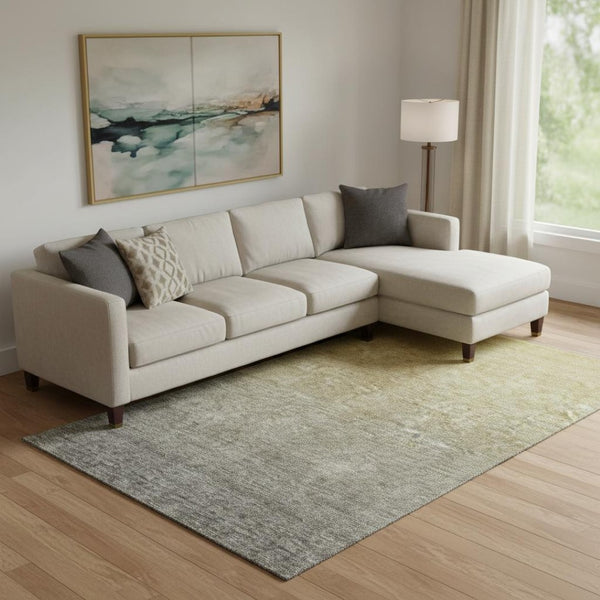 HomeRoots 10' X 14' Gold & Beige Ombre Area Rug - Stylish, Washable, UV-Protected for Kids & Pets in Your Home 666908