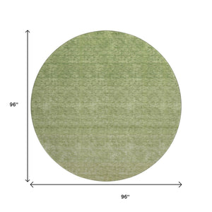 HomeRoots 8' Green Ombre Round Rug - Stylish, Washable, UV-Protected, Durable for Family Rooms & Patios 666911