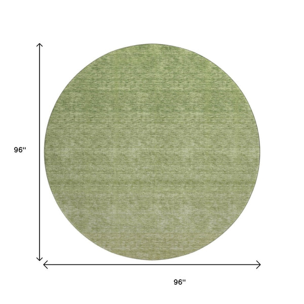 HomeRoots 8' Green Ombre Round Rug - Stylish, Washable, UV-Protected, Durable for Family Rooms & Patios 666911
