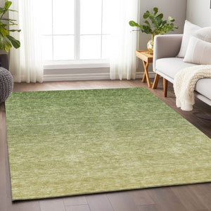 HomeRoots 9' X 12' Green and Gray Ombre Area Rug - Stylish, Washable, UV-Protected, Perfect for Family Homes 666913