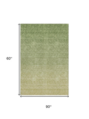 HomeRoots 9' X 12' Green and Gray Ombre Area Rug - Stylish, Washable, UV-Protected, Perfect for Family Homes 666913