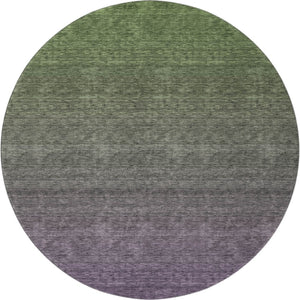 HomeRoots 8' Purple and Green Ombre Washable Round Rug with UV Protection, Stain Resistance & Modern Style 666917