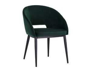 Sunpan Thatcher Dining Armchair – Stylish Compact Design with Faux Leather Upholstery and Steel Frame Black / Deep Green Sky
