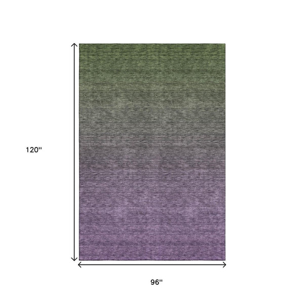 HomeRoots 8' X 10' Ombre Purple & Green Washable Area Rug with UV Protection - Stylish, Durable & Easy to Clean! 666918