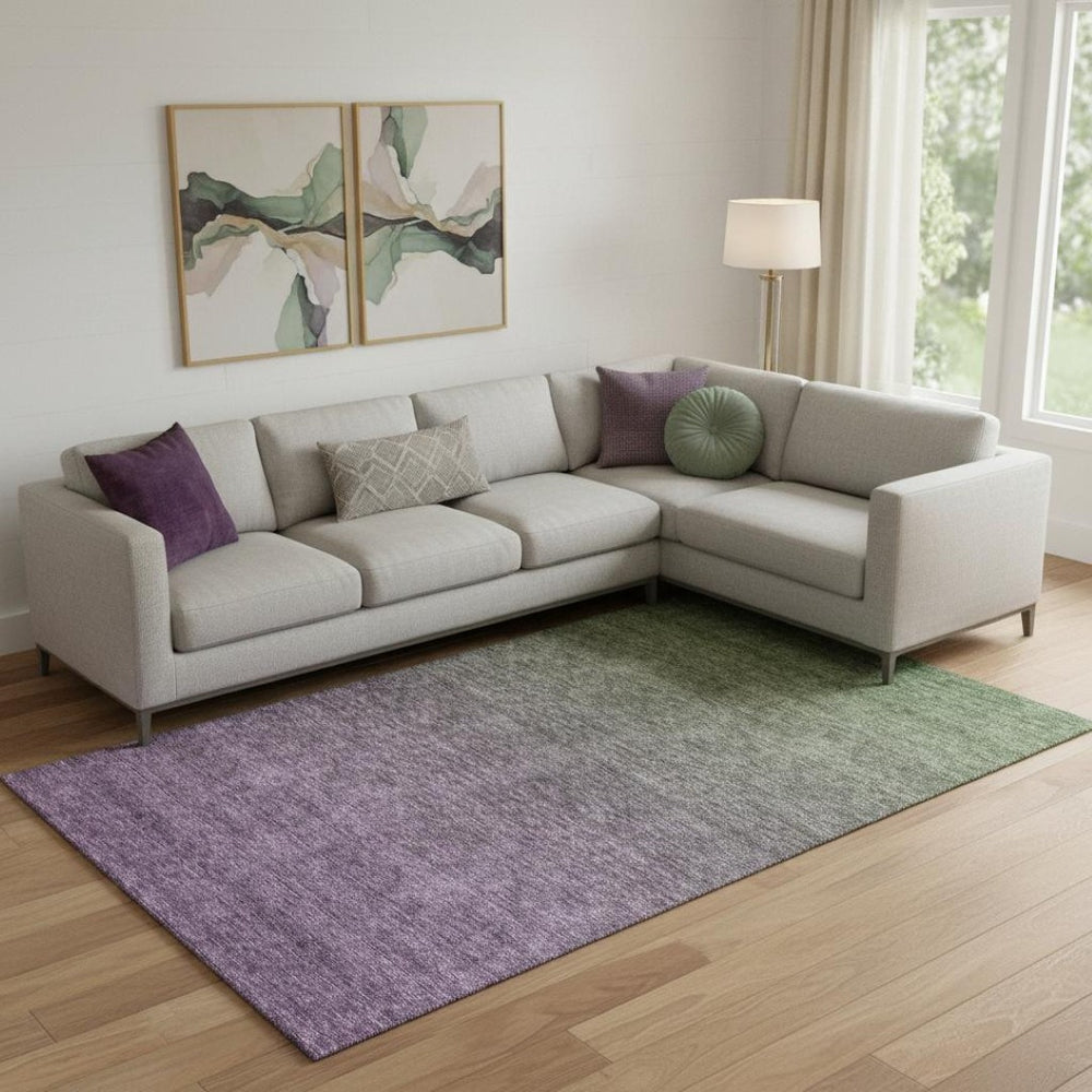 HomeRoots 8' X 10' Ombre Purple & Green Washable Area Rug with UV Protection - Stylish, Durable & Easy to Clean! 666918