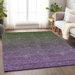 HomeRoots 8' X 10' Ombre Purple & Green Washable Area Rug with UV Protection - Stylish, Durable & Easy to Clean! 666918