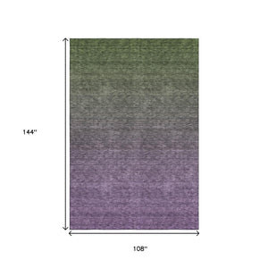 HomeRoots 9' X 12' Ombre Purple-Green Washable Area Rug - UV Protected, Durable, Stain-Resistant & Stylish 666919