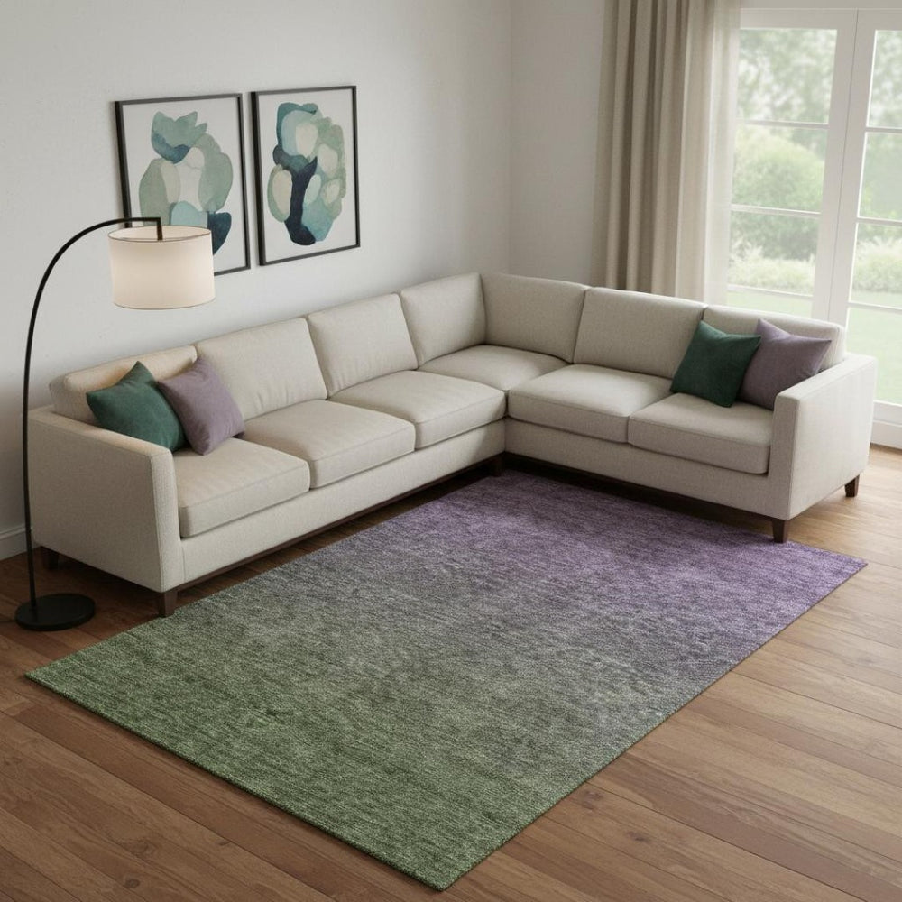 HomeRoots 9' X 12' Ombre Purple-Green Washable Area Rug - UV Protected, Durable, Stain-Resistant & Stylish 666919