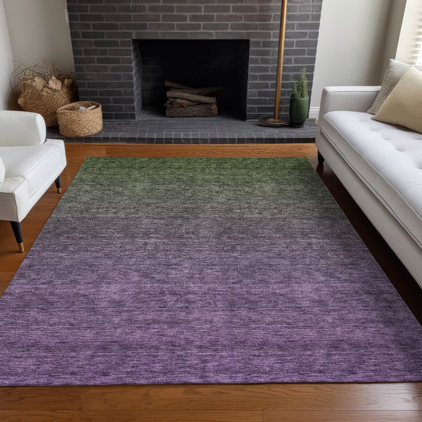 HomeRoots 9' X 12' Ombre Purple-Green Washable Area Rug - UV Protected, Durable, Stain-Resistant & Stylish 666919