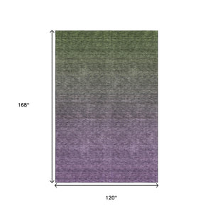 HomeRoots 10' X 14' Purple & Green Ombre Area Rug - Durable, Stain-Resistant, UV Protected for High-Traffic Homes 666920