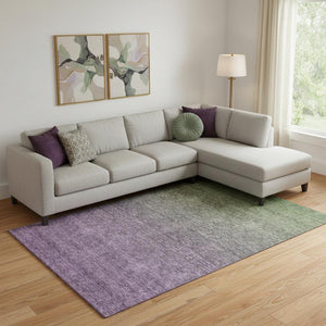 HomeRoots 10' X 14' Purple & Green Ombre Area Rug - Durable, Stain-Resistant, UV Protected for High-Traffic Homes 666920