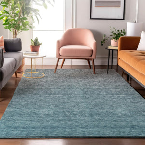HomeRoots 5' X 8' Teal-Gray Ombre Area Rug - Washable, UV-Protected, Durable & Perfect for Busy Homes! 666922
