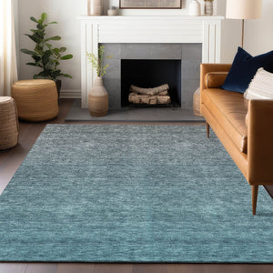 HomeRoots 5' X 8' Teal-Gray Ombre Area Rug - Washable, UV-Protected, Durable & Perfect for Busy Homes! 666922