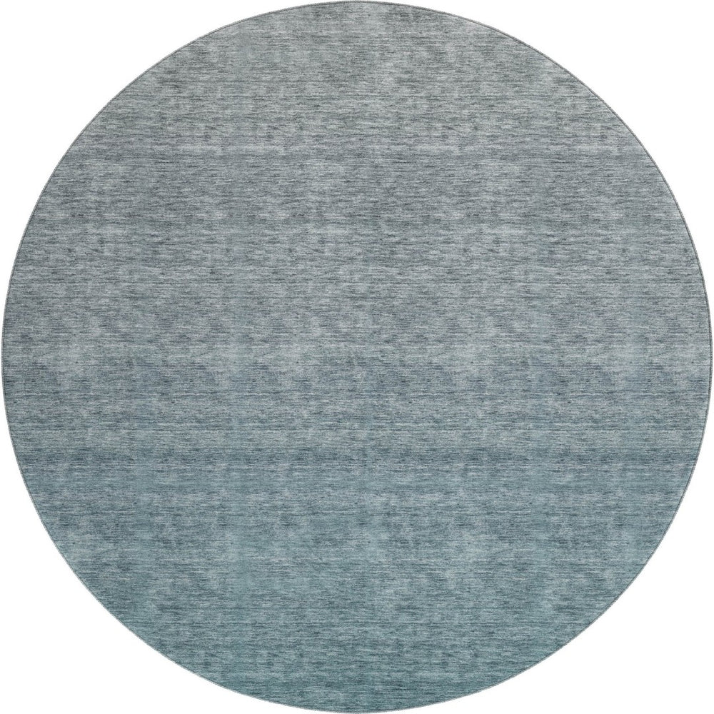 HomeRoots 8' Teal Ombre Round Rug - Stylish, Washable & UV-Protected for High-Traffic Spaces & Families 666923
