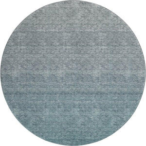 HomeRoots 8' Teal Ombre Round Rug - Stylish, Washable & UV-Protected for High-Traffic Spaces & Families 666923