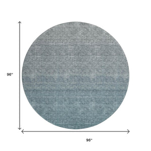 HomeRoots 8' Teal Ombre Round Rug - Stylish, Washable & UV-Protected for High-Traffic Spaces & Families 666923