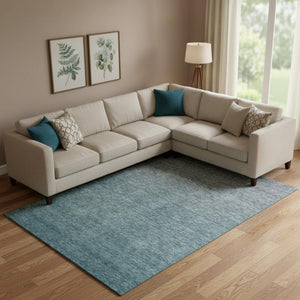HomeRoots 8' X 10' Teal and Gray Ombre Area Rug - Washable, UV-Protected, Stylish for Family Rooms & More! 666924