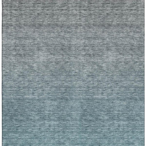 HomeRoots 8' X 10' Teal and Gray Ombre Area Rug - Washable, UV-Protected, Stylish for Family Rooms & More! 666924