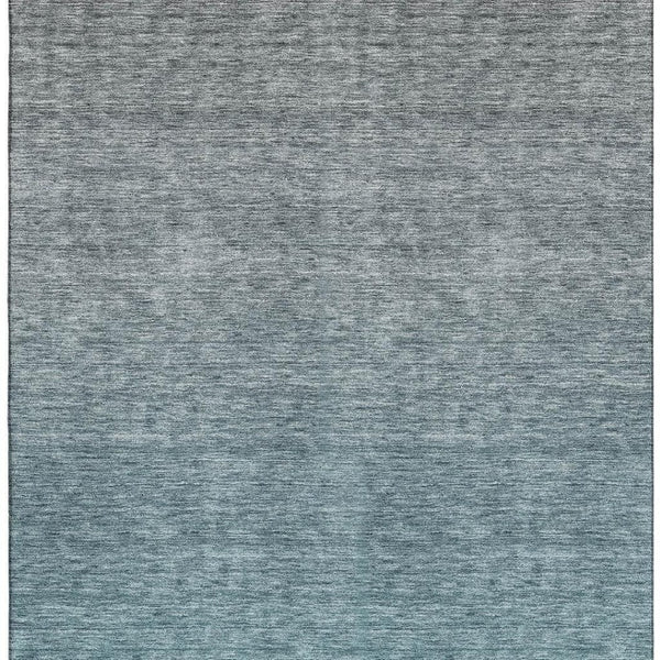 HomeRoots 9' X 12' Teal and Gray Ombre Area Rug - Stylish, Washable, UV-Protected for Family-Friendly Spaces 666925