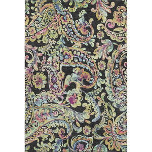HomeRoots 10' X 14' Washable Paisley Area Rug in Black, Blue & Pink - UV Protected, Durable for Busy Homes 666944