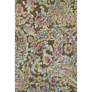 HomeRoots 8' X 10' Elegant Paisley Washable Area Rug in Chocolate, Blue & Pink with UV Protection & Durability 666948