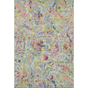 HomeRoots 5' X 8' Gray Blue Pink Paisley Washable Area Rug - Stylish, Durable, UV-Protected for Any Room 666958