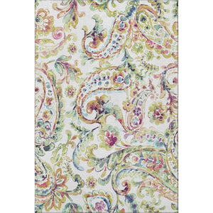 HomeRoots 8' X 10' Elegant Ivory, Blue, and Pink Paisley Area Rug - Washable with UV Protection & Durable Design 666966