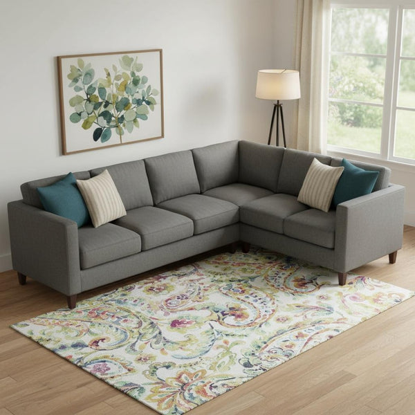 HomeRoots 10' X 14' Washable Area Rug in Ivory, Blue & Pink Paisley - Stylish, Durable & UV Protected Decor! 666968
