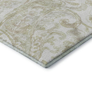 HomeRoots 5' X 8' Beige and Ivory Paisley Area Rug – Washable, UV-Protected, Durable for High-Traffic Spaces 666970