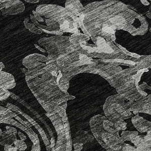 HomeRoots 9' X 12' Black And Silver Paisley Area Rug - Stylish, Washable, UV-Protected for High-Traffic Spaces 666979
