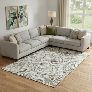 HomeRoots 8' X 10' Brown & Ivory Paisley Area Rug - Stain-Resistant, UV Protected, Durable & Stylish Décor Piece 666984
