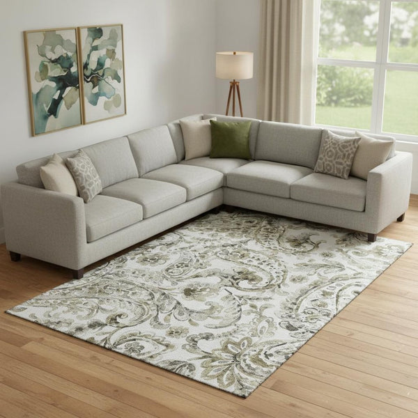HomeRoots 8' X 10' Brown & Ivory Paisley Area Rug - Stain-Resistant, UV Protected, Durable & Stylish Décor Piece 666984