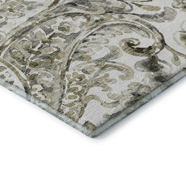 HomeRoots 8' X 10' Brown & Ivory Paisley Area Rug - Stain-Resistant, UV Protected, Durable & Stylish Décor Piece 666984