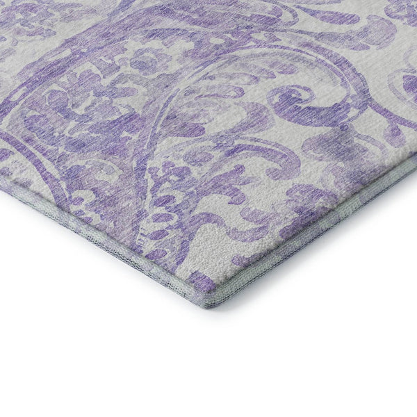 HomeRoots 8' X 10' Elegant Lavender & Ivory Paisley Area Rug with Stain Resistance & UV Protection for Homes 666996