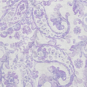 HomeRoots 8' X 10' Elegant Lavender & Ivory Paisley Area Rug with Stain Resistance & UV Protection for Homes 666996