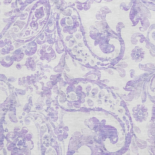 HomeRoots 8' X 10' Elegant Lavender & Ivory Paisley Area Rug with Stain Resistance & UV Protection for Homes 666996