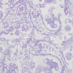 HomeRoots 9' X 12' Elegant Lavender Paisley Area Rug - Washable, UV Protected, Perfect for Busy Homes! 666997