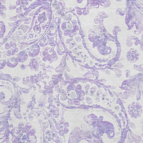 HomeRoots 9' X 12' Elegant Lavender Paisley Area Rug - Washable, UV Protected, Perfect for Busy Homes! 666997