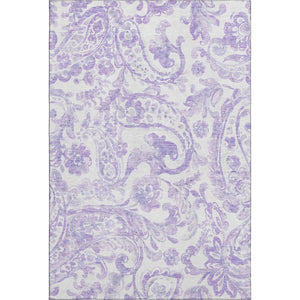 HomeRoots 10' X 14' Elegant Lavender & Ivory Paisley Area Rug - Washable, UV-Protected & Family-Friendly Design 666998