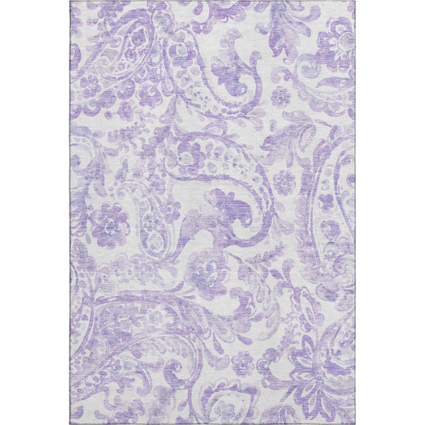 HomeRoots 10' X 14' Elegant Lavender & Ivory Paisley Area Rug - Washable, UV-Protected & Family-Friendly Design 666998