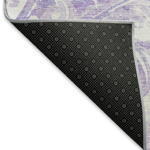 HomeRoots 10' X 14' Elegant Lavender & Ivory Paisley Area Rug - Washable, UV-Protected & Family-Friendly Design 666998