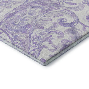 HomeRoots 10' X 14' Elegant Lavender & Ivory Paisley Area Rug - Washable, UV-Protected & Family-Friendly Design 666998