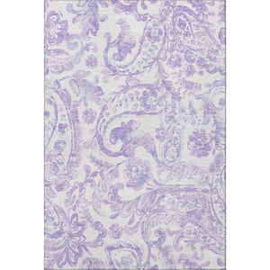 HomeRoots 10' X 14' Elegant Lavender & Ivory Paisley Area Rug - Washable, UV-Protected & Family-Friendly Design 666998