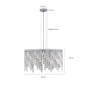 English Elm (same as W1340p189437) K9 Crystal Teardrop Chandelier Chrome Round Foyer Pendant Light W1340P189499