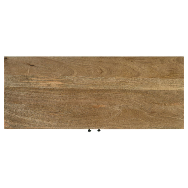 English Elm Eileen Natural Wood 2-Door Accent Cabinet with Metal Legs, Mango Grain Finish, Modern Storage Centerpiece B062P344966