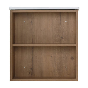 English Elm 30 Inch Wall Mounted Bathroom Vanity with Open Shelf Hardware Free Handle Design W99956039