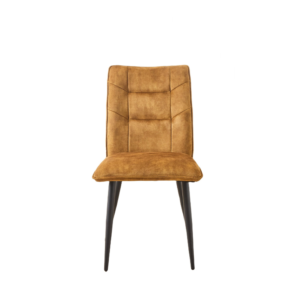 English Elm Modern Velvet Dining Chairs Set Of 2 - Stylish Mustard Yellow Cushions With Durable Iron Frames N842P284569Y